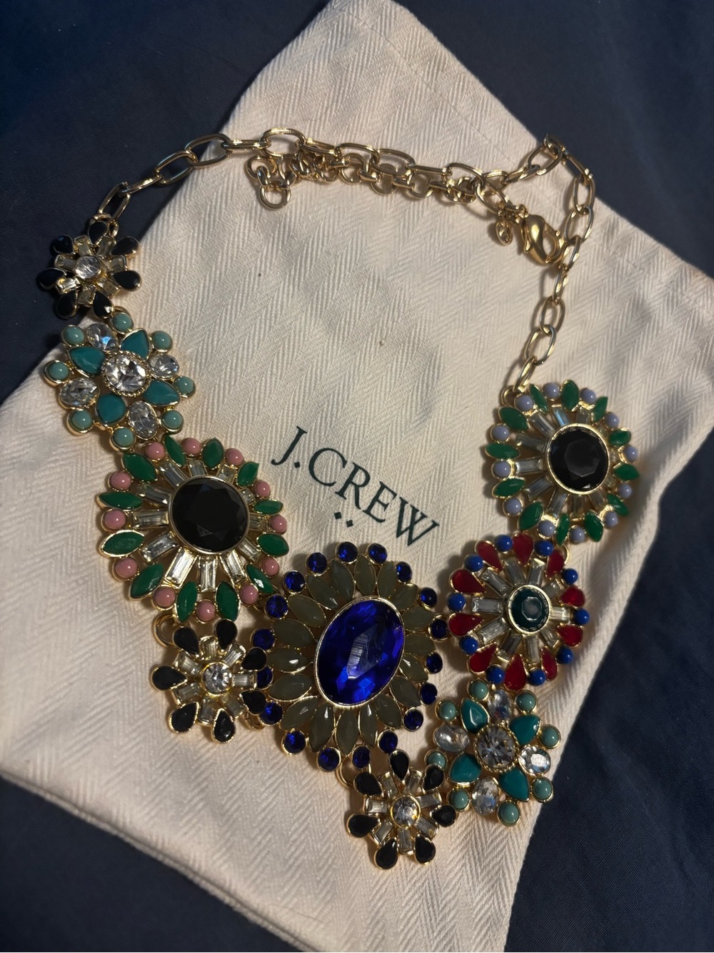 J. Crew Gold-Tone Multi-Color Floral Statement Necklace
